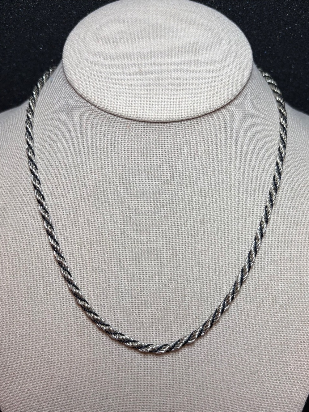 Classic Twisted Rope Necklace Silver/Black